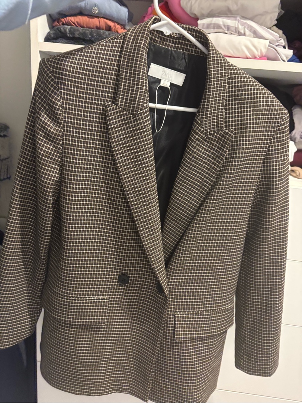 Zara Brown Checkered Blazer( oversized) - Picture 2 of 3